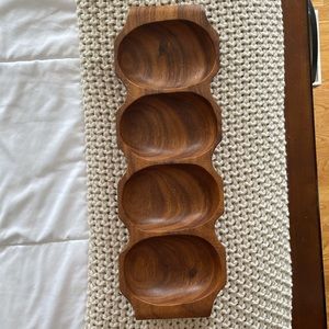 Vintage Leilani Monkey Pod Wooden Divided Tray